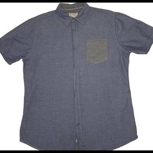 Colours Alexander Julian Mens Large Blue Short Sleeve Button Down Shirt Pocket